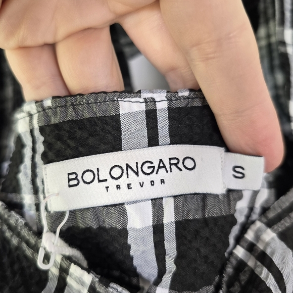 NWT Bolongaro Trevor Greta Mini Smock Dress Black White Gingham Small - Picture 9 of 11